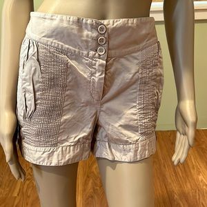 BCBGMaxAzaria Taupe Pleated Cotton Shorts Size 10